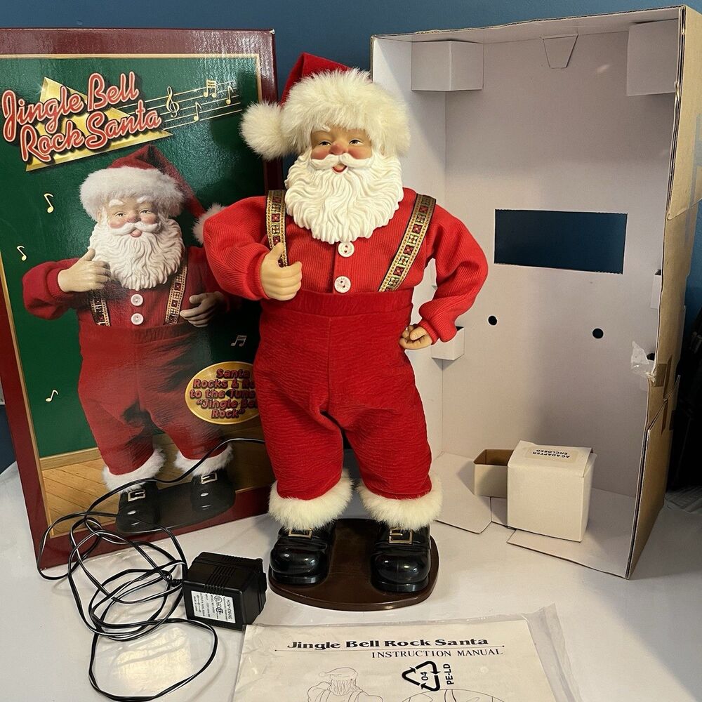 VTG 1st Edition Jingle Bell Rock Santa Animated Musical Dancing 1998 Tested EUC
